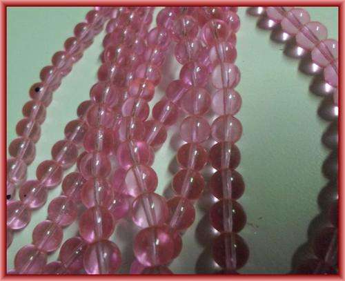 MUST GO!! Pink Clear Glass Rounds, 8mm - Per String (+/- 100).