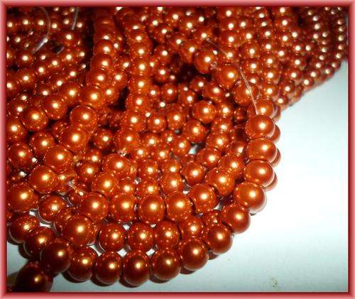 Burnt Sienna Glass Pearls, 6mm - String of +/-150.