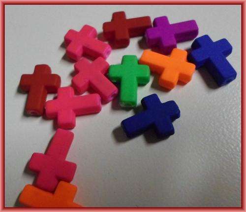 Neon Acrylic Cross Mix, 16mm x 12mm - Pack of 10.