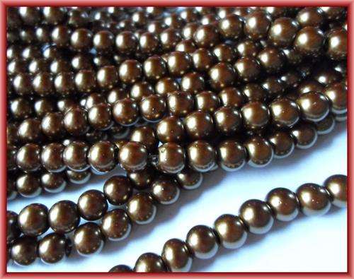 Bronze Glass Pearls, 6mm - String of +/-150.