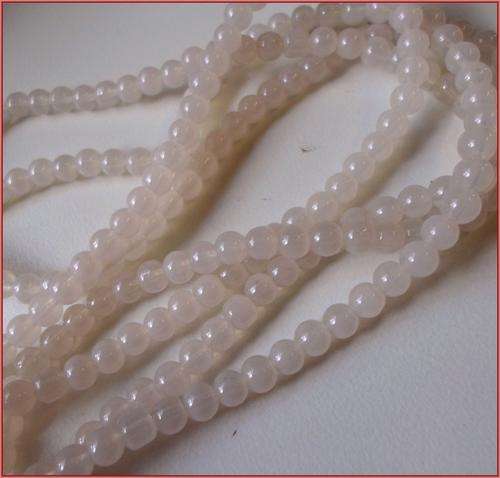 Light Pink Smokey Glass Rounds, 6mm  - Per String (+/- 150)