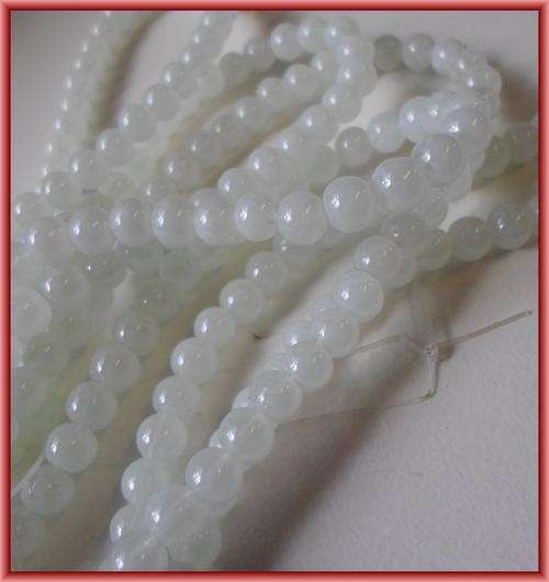 White Smokey Glass Rounds, 6mm  - Per String (+/- 150)