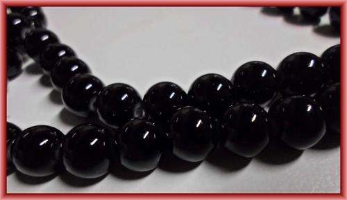 Black Opaque Glass Rounds, 8mm  - Per String (+/- 100)