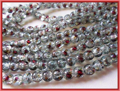 Amber Pattern Crackle Glass Rounds, 8mm - Per String (+/- 100).