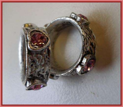 Spacer with Pink Rhinestone, 22mm - Sold Individually.