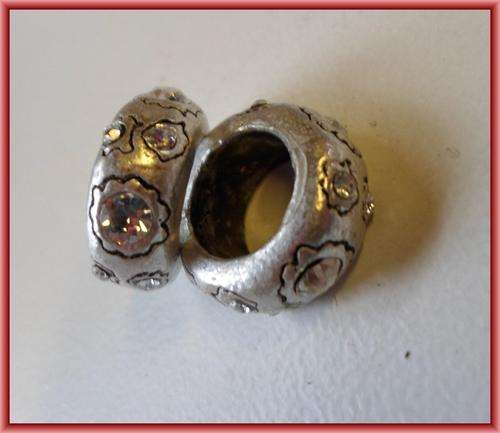 Spacer with Clear Rhinestone, 17mm - Sold Individually.