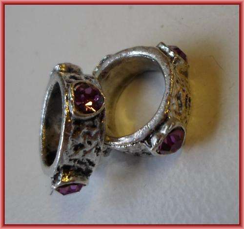 Spacer with Amethyst Rhinestone, 18mm - Sold Individually.
