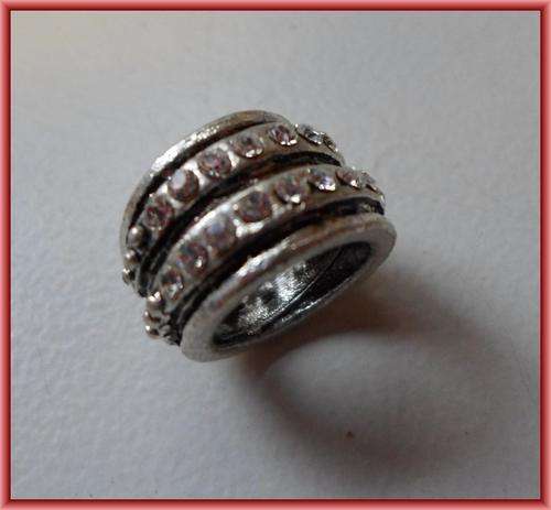 Spacer with Clear Rhinestone, 14mm - Sold Individually.