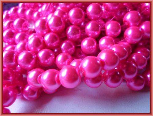 Shocking Pink Glass Pearls, 10mm - String of +/- 85.