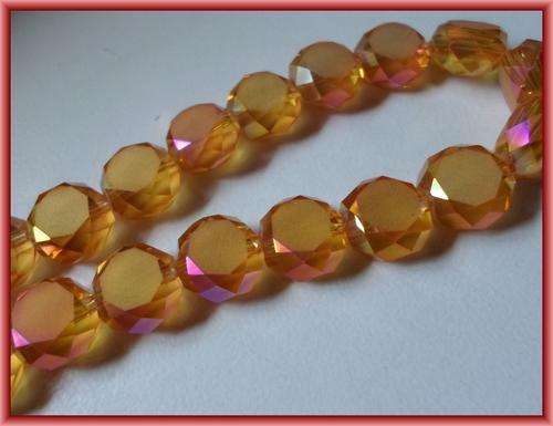Orange AB Facet Glass, 12mm - String of +/-25.