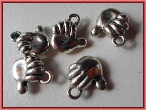 Nickle Hand Charm, 13mm x 12mm - Pack of 10.