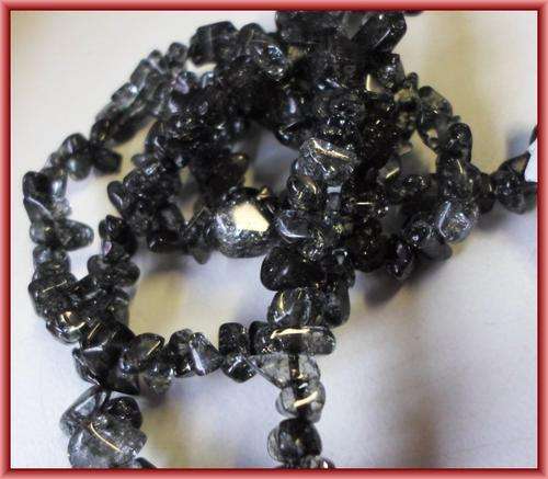 MUST GO!! Black Crackle Chip String - Per 80cm String.