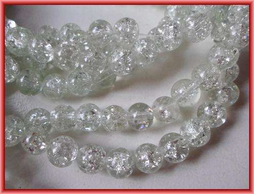Clear Crackle Glass Rounds, 8mm - Per String (+/- 100).