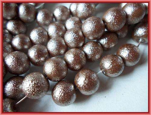 CapaccinoTextured Pearl Glass Rounds, 10mm  - Per String (+/- 85)