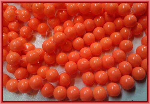 Orange Opaque Glass Rounds, 8mm - Per String(+/-100/string).