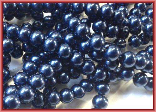 Dark Blue Glass Pearls, 10mm - Per String (+/- 85/ string)