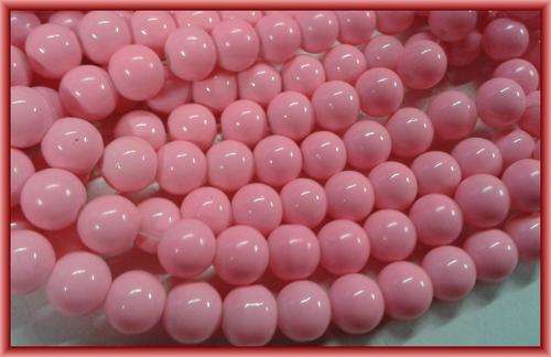 Baby Pink Opaque Glass Rounds, 10mm - Per String(+/-85/string).