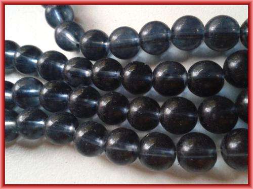 Dark Blue Clear Glass Rounds, 10mm  - Per String (+/- 85)