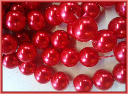 Red Glass Pearls, 6mm - String of +/-150.