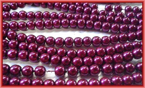 Vibrant Purple Glass Pearls, 4mm - String of +/- 200.