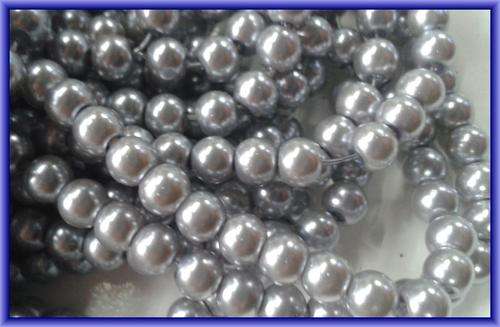 Silver Glass Pearls, 6mm - String of +/-150.