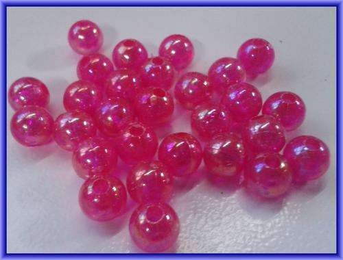 Acrylic Cherise Rounds with AB, 8mm - Per Pack of 20.