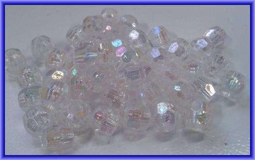 Acrylic White Facet Rounds with AB, 7mm - Per Pack of 30.