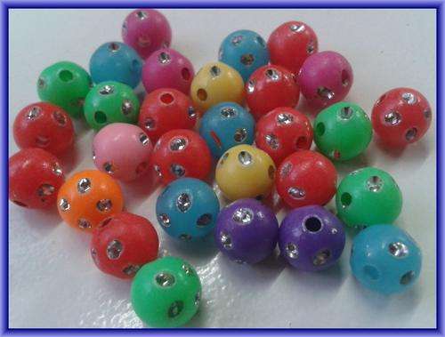 Acrylic Assorted Sparkle Rounds, 8mm - Per Pack of 20.