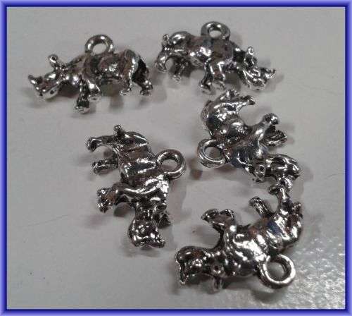 Rhino Charm, 11mm x 7mm - Pack of 10.