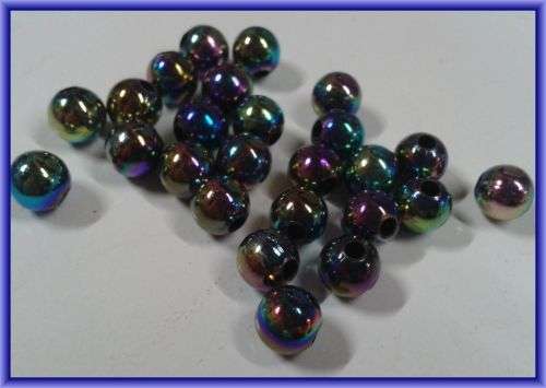 SPRING SALE!! Acrylic Black Rounds with AB, 8mm - Per Pack of 20.