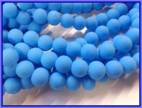SPRING SALE!! Blue Matt Glass Rounds, 6mm - Per String(+/-150/string).