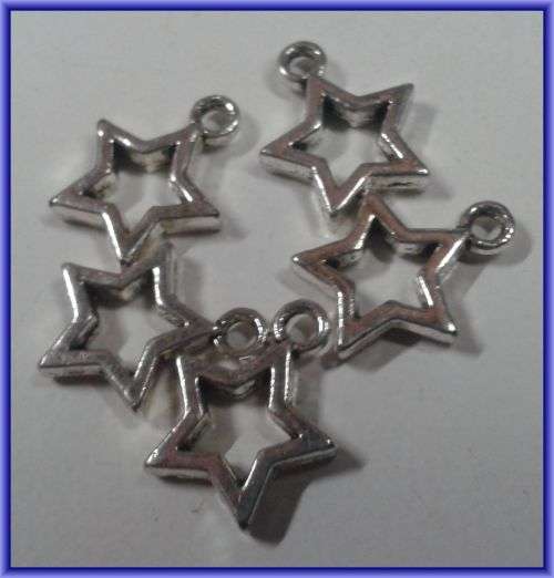 Star Charm, 14mm x 12mm - Pack of 10.