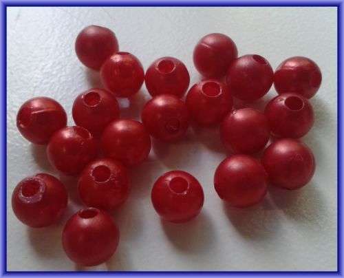 Acrylic Red Pearls, 8mm - Pack of 20.