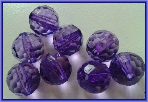 SPRING SALE!! Acrylic Purple Facet Round, 15mm - Pack of 10.