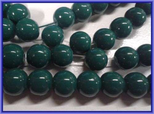 Midnight Green Opaque Glass Rounds, 8mm - Per String(+/-100/string).