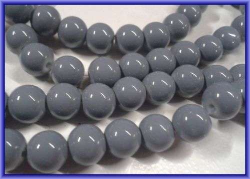 Grey Opaque Glass Rounds, 8mm - Per String(+/-100/string).