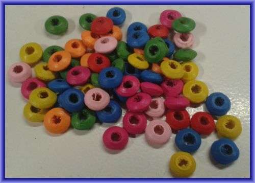 Assorted Wood Donuts, 7mm - Pack of 50.
