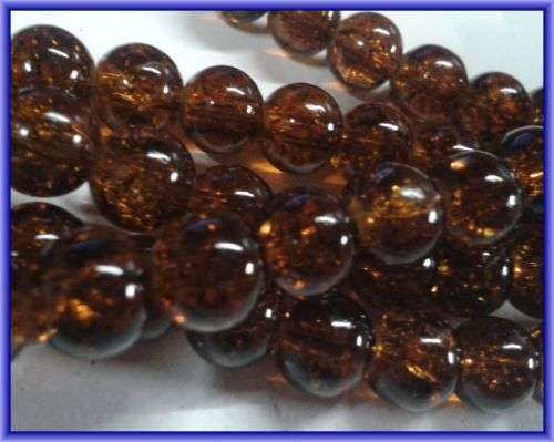 Amber Crackle Glass Rounds, 8mm  - Per String (+/- 100)