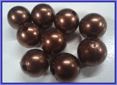 Acrylic Chocolate Pearls, 14mm - Pack of 10.