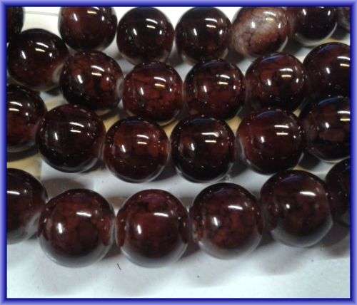 Brown Marble Glass Rounds  , 6mm - Per String of +/- 150.