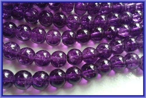 Purple Crackle Glass Rounds, 6mm - Per String.