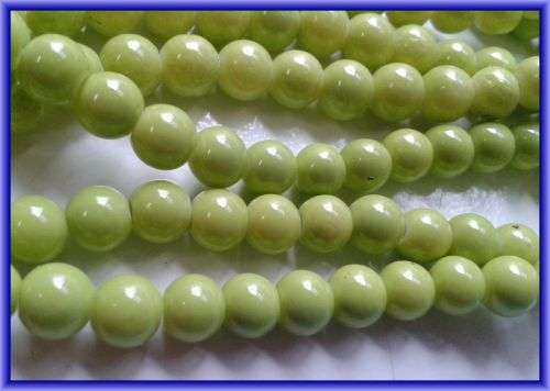 Lime Opaque Glass Rounds, 6mm - Per String(+/-150/string).