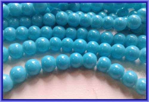 Light Blue Opaque Glass Rounds, 6mm - Per String(+/-150/string).