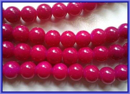 Cherise Opaque Glass Rounds, 10mm - Per String(+/- 85/string).