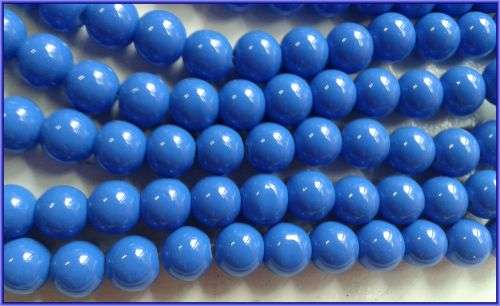 Blue Opaque Glass Rounds, 10mm - Per String(+/- 85/string).