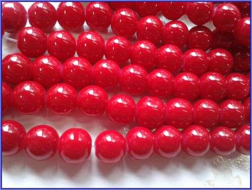 Red Opaque Glass Rounds, 8mm - Per String(+/- 105/string).