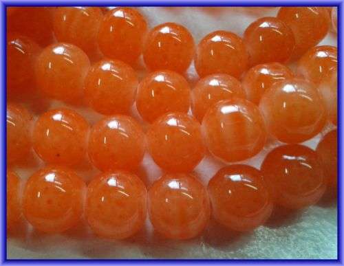 Orange Smokey Glass Rounds, 8mm - Per String(+/- 105/string).
