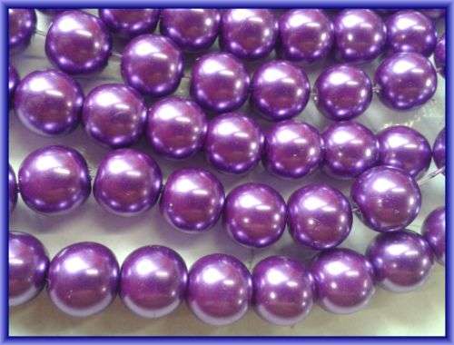 Purple Glass Pearls, 10mm - Per String (+/- 85/ string)