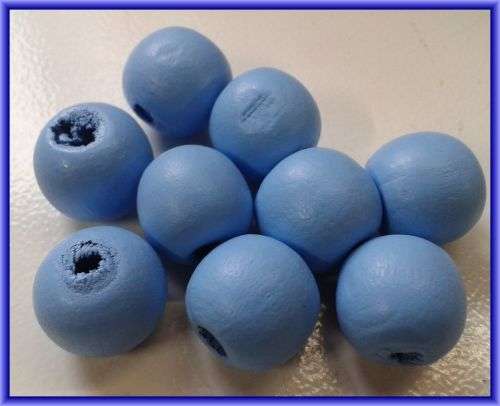 Powder Blue Wood Rounds, 14mm - Pack of 20.