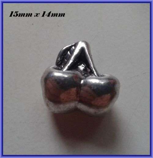 Cherry Metal Bead, 15mm x 14mm - Pack of 5.